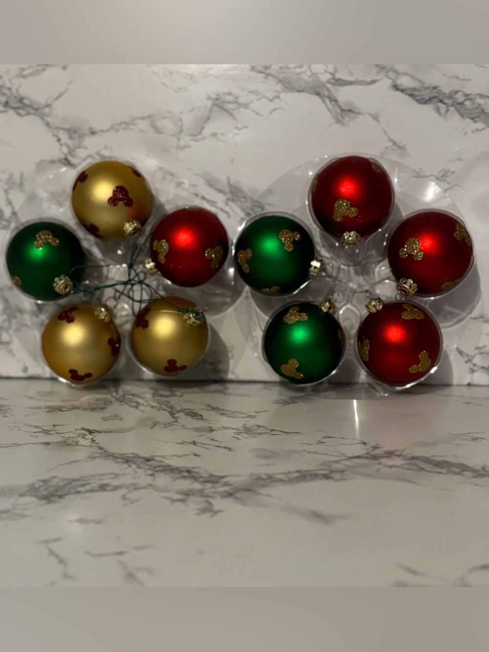 Disney Parks Mickey Mouse Glitter Round Christmas Ornaments - Picture 10 of 10